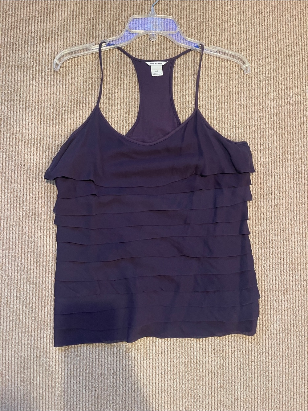 Tiered Ruffle Racerback Tank Top - Plum